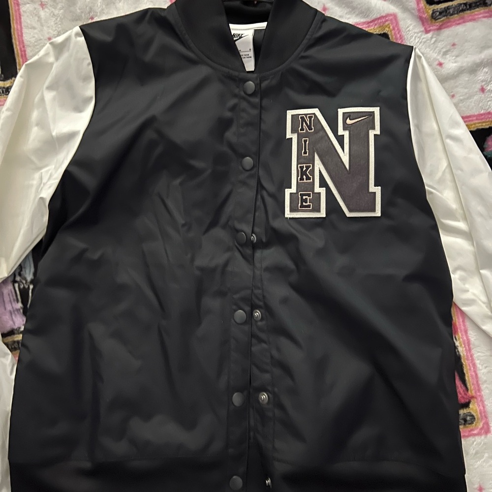 Nike Black and White Letterman Jacket